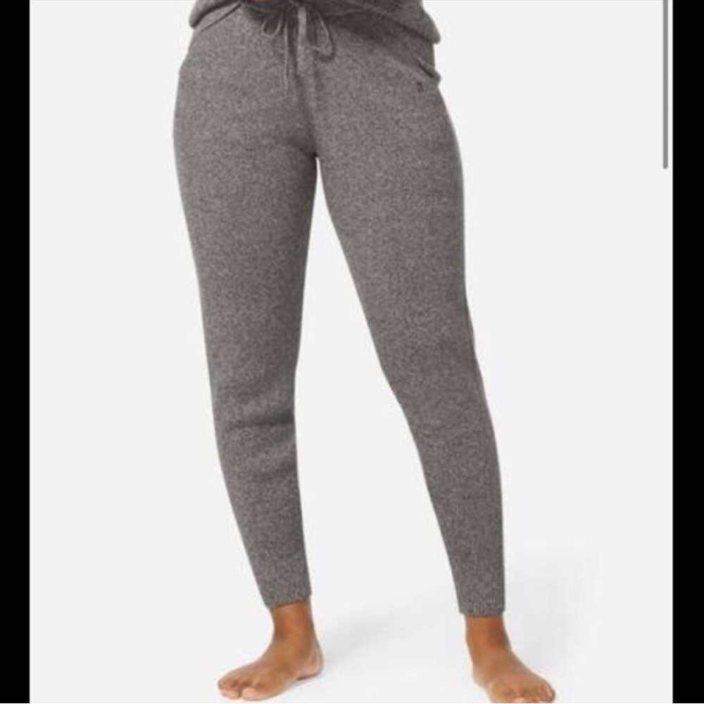 Tommy John Women’s Lounge Sweater Knit Jogger Grey Black Size Large